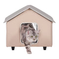 Heated Cat House Outdoor Shelter 600D Oxford Foldable Brown
