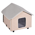 Heated Cat House Outdoor Shelter 600D Oxford Foldable Brown