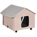 Heated Cat House Outdoor Shelter 600D Oxford Foldable Brown