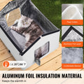Heated Cat House Outdoor Shelter 600D Oxford Foldable Grey