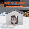 Heated Cat House Outdoor Shelter 600D Oxford Foldable Grey