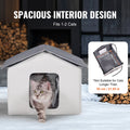 Heated Cat House Outdoor Shelter 600D Oxford Foldable Grey