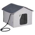 Heated Cat House Outdoor Shelter 600D Oxford Foldable Grey