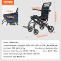 Aluminum Wheelchair Foldable Self-Lock 220lbs 15.75