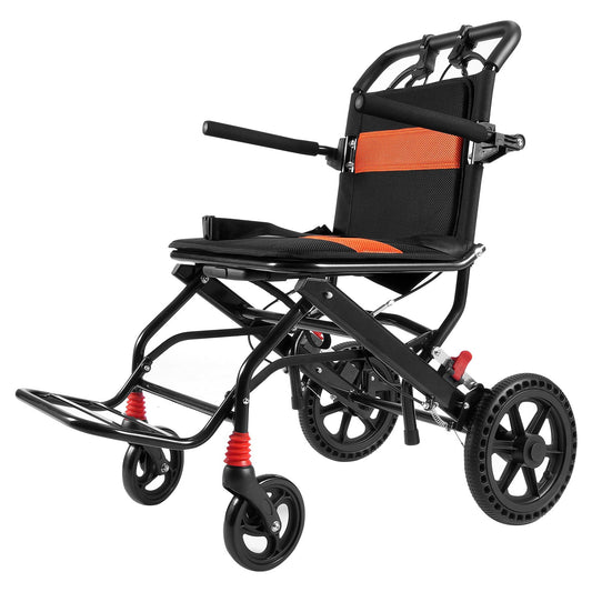 Wheelchair Aluminium Alloy Transport Chair Foldable 18" Seat 220lbs