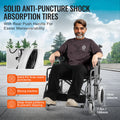 Wheelchair Steel Transport Chair Foldable 24in Seat 300lbs Capacity