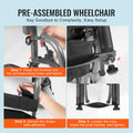 Wheelchair Steel Transport Chair Foldable 24in Seat 300lbs Capacity