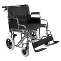 Wheelchair Steel Transport Chair Foldable 24in Seat 300lbs Capacity