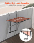 Balcony Hanging Table 610x410mm Metal Folding Railing 5-Level