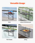 Balcony Hanging Table 610x410mm Metal Folding Railing 5-Level