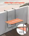 Balcony Hanging Table 595x400mm Folding Railing 4-Level Adjustable