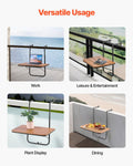 Balcony Hanging Table 595x400mm Folding Railing 4-Level Adjustable