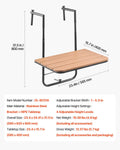 Balcony Hanging Table 595x400mm Folding Railing 4-Level Adjustable