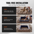 Fire Pit Ring 42x42in Carbon Steel Square DIY Campfire Outdoor