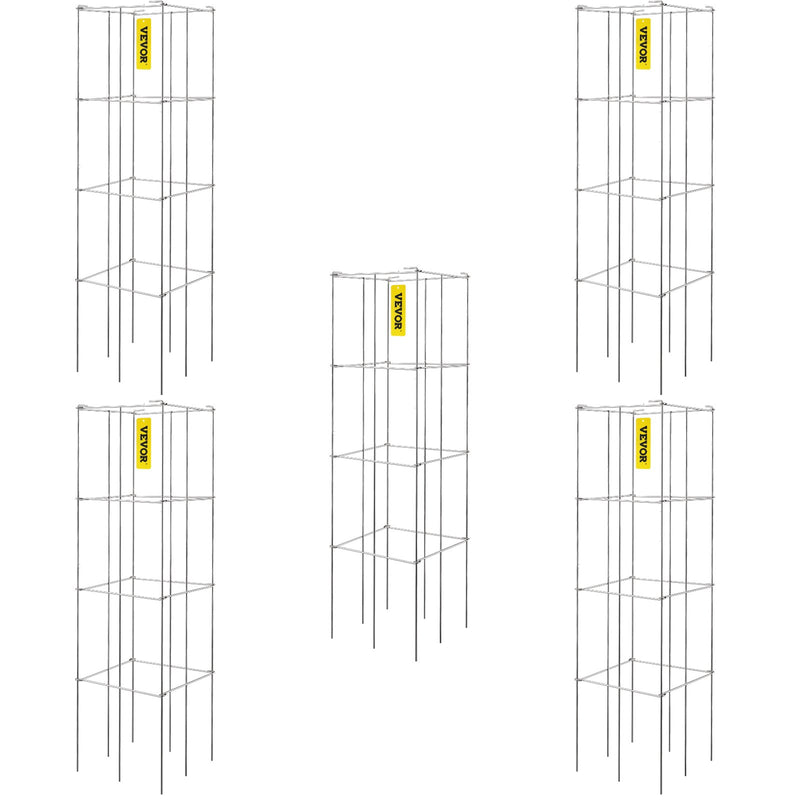 Tomato Cages 30x30x117cm 5 Pack Square Plant Support Silver Steel