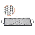 X-Marks Fire Pit Grill Grate 81cm Rectangle Black Steel BBQ