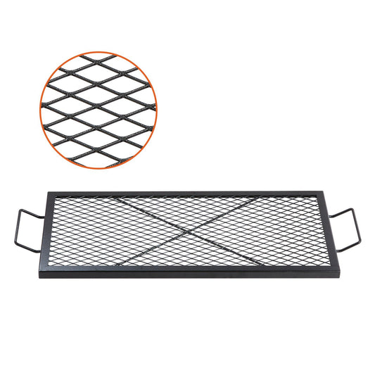 X-Marks Fire Pit Grill Grate 81cm Rectangle Black Steel BBQ