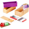 Soap Making Kit, Bamboo Cutting Box and Inner Box with Silicone Mold, Stainless Steel Straight Cutter and Wavy Cutter, 100 Bags and 105 Stickers, Soap Making Supplies DIY Kits for Adults