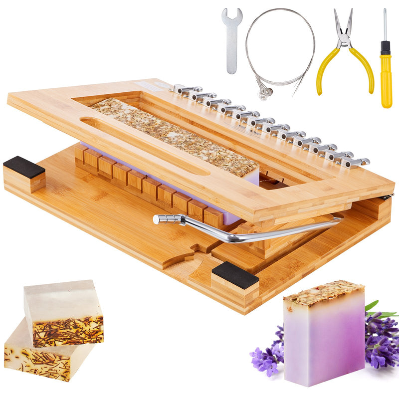 VEVOR Bamboo Soap Cutter Steel Wire Slicer 1-12 Bars Handmade DIY Tool