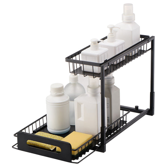 2-Tier Wire Pull Out Cabinet Organiser 10.7"x14.2" Sink Drawer