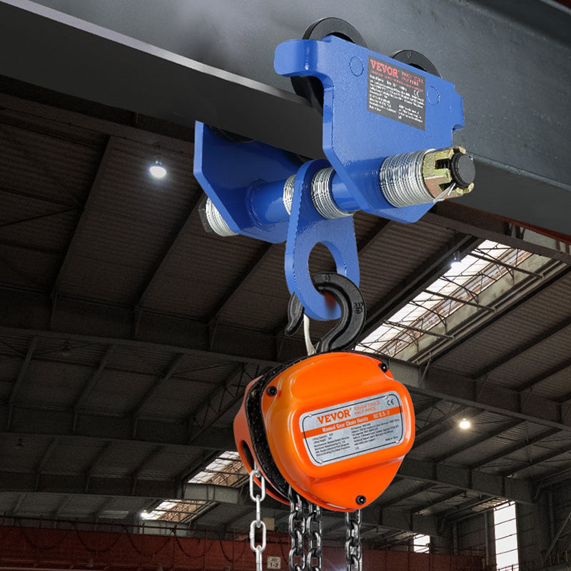 Manual Trolley 1 Ton I-Beam Heavy Duty Alloy Steel Garage Hoist