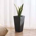 Tall Planter Set 2 57cm Square Tapered Black Plastic Pots Drainage