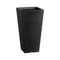 Tall Planter Set 2 57cm Square Tapered Black Plastic Pots Drainage