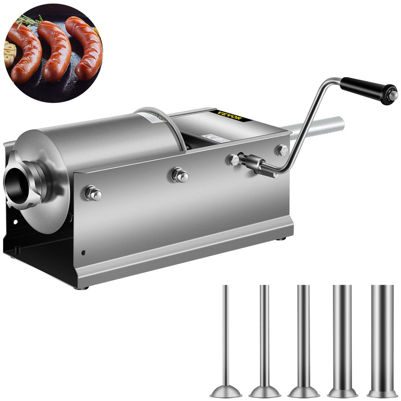 Manual Sausage Stuffer 3L Horizontal Machine Dual-Speed 304 Stainless