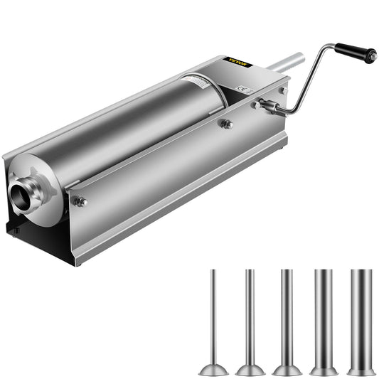 Sausage Stuffer 7L 15LBS Dual Speed Stainless Steel 5 Tubes