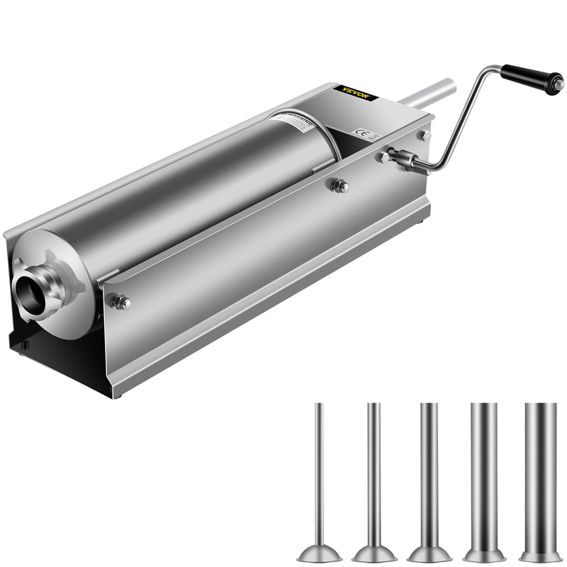 Sausage Stuffer 7L 15LBS Dual Speed Stainless Steel 5 Tubes