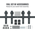 8FT Double Sliding Barn Door Hardware Track Kit Hanger