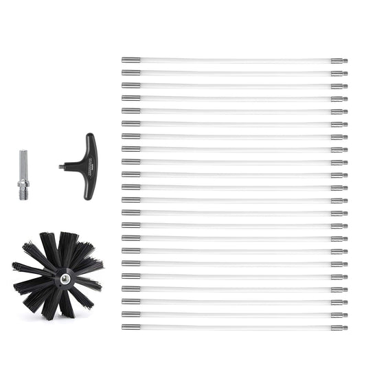 914.4CM Dryer Vent Cleaner Kit, 22 Pieces Duct Cleaning Brush, Reinforced Nylon Dryer Vent Brush, Dryer Cleaning Tools Lint Remover with Flexible Lint Trap Brush, Clamp Connectors