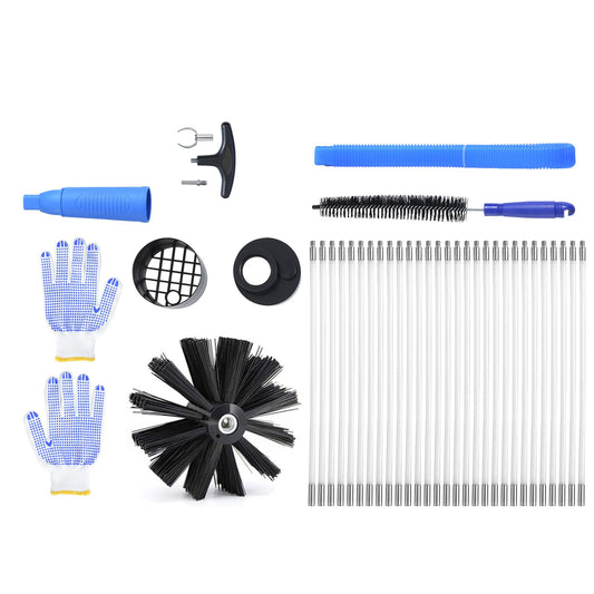12.2M Dryer Vent Cleaner Kit, 29 Pieces Duct Cleaning Brush, Reinforced Nylon Dryer Vent Brush with Complete Accessories, Dryer Cleaning Kit with Flexible Lint Trap Brush, Clamp Connectors
