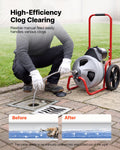 Drain Cleaner Machine 22m Sewer Snake 6 Cutters 50-100mm Pipes