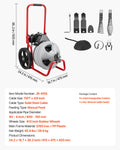 Drain Cleaner Machine 22m Sewer Snake 6 Cutters 50-100mm Pipes