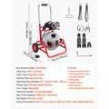 Drain Cleaner Machine 22m x 12.7mm, Sewer Snake Auger on Wheels, Manual Feed Drain Cleaning Machine with Adjustable Drum Angle, 6 Cutters & Air-activated Foot Switch for 50mm to 150mm Pipes