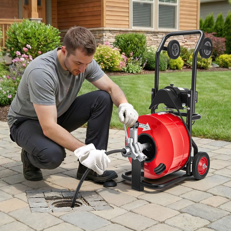 Drain Cleaner Machine 30m Sewer Snake Auger 19mm 6 Cutters