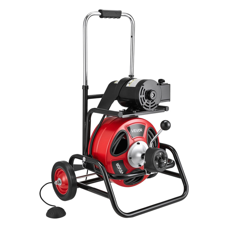 Drain Cleaner Machine 30m Snake Auger 50-100mm Pipes 8 Cutters
