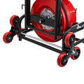 Drain Cleaner Machine 30m x 9.5mm, Auto Feed Sewer Snake Auger, Portable Drain Cleaning Machine with Climbing Wheels, Adjustable Drum, 8 Cutters & Foot Switch for 50mm to 100mm Pipes