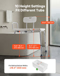 Tub Transfer Bench 180kg Capacity Bath Seat w/ Armrest & Backrest
