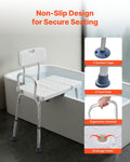 Tub Transfer Bench 180kg Capacity Bath Seat w/ Armrest & Backrest