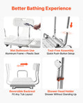 Tub Transfer Bench 180kg Capacity Bath Seat w/ Armrest & Backrest