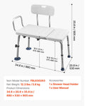 Tub Transfer Bench 180kg Capacity Bath Seat w/ Armrest & Backrest