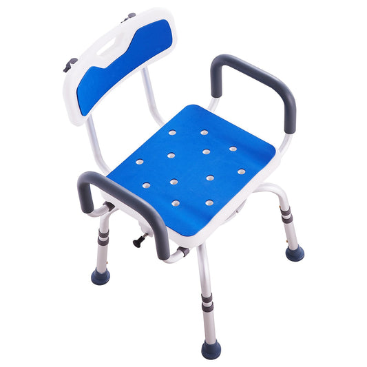 Swivel Shower Chair 360° Rotating Adjustable Seat Armrests Backrest 400lbs