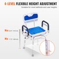 Swivel Shower Chair 360° Rotating Adjustable Seat Armrests Backrest 400lbs