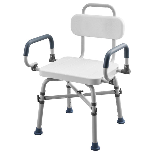 Swivel Shower Chair Arms Back 227kg Heavy Duty Adjustable Height