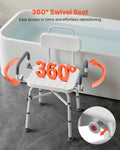 Swivel Shower Chair Arms Back 227kg Heavy Duty Adjustable Height