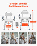 Swivel Shower Chair Arms Back 227kg Heavy Duty Adjustable Height