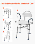 Swivel Shower Chair Arms Back 227kg Heavy Duty Adjustable Height