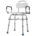 Swivel Shower Chair with Arms and Back, 227 kg Load Heavy Duty Bench Seat for Inside Shower Stall and Bathtub, Height Adjustable Bathroom Bath Tub Seat for Adults, Seniors, Elderly and Disabled